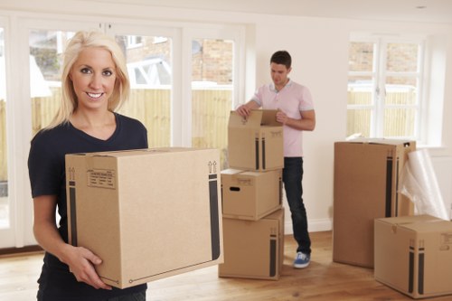 Office furniture and equipment prepared for a local Earls Court move